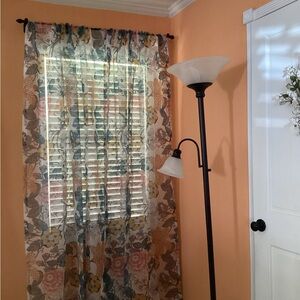 2 Panels Floral Sheer Curtains